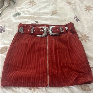 Signature8 Orange Ribbed Mini Skirt Casual